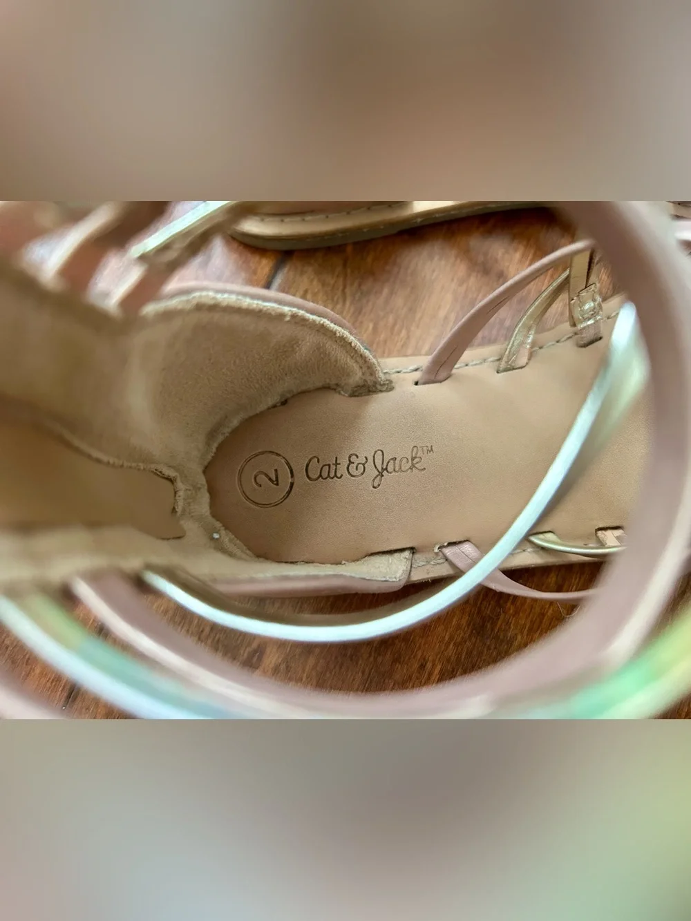 Cat & Jack gold and rose gold/neutral gladiator sandals - Size 2